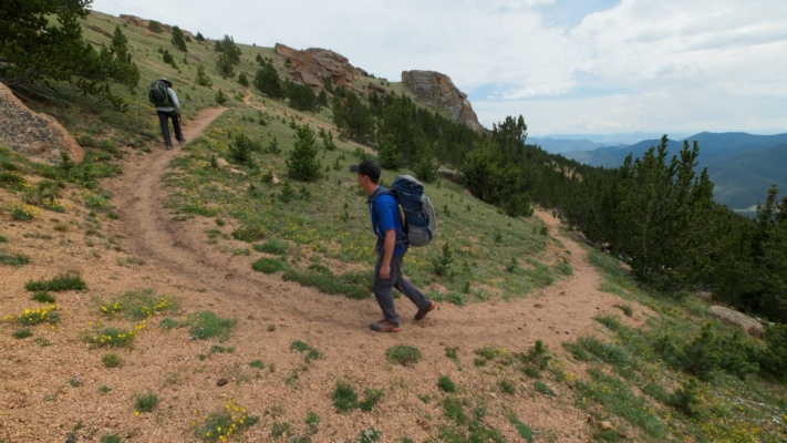 Daniel and Josh trudge up the trail to the top of the plateau lost creek wilderness