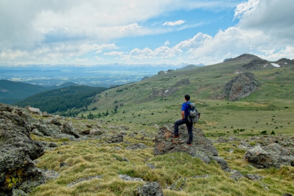 Josh stares of at the distant snow-capped peaks of the Tenmile Range alphabetizer