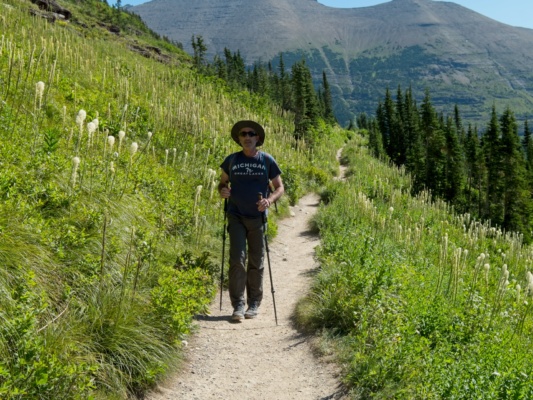 Steve hikes along the trail to Iceberg Lake glacier national park iceberg lake trail