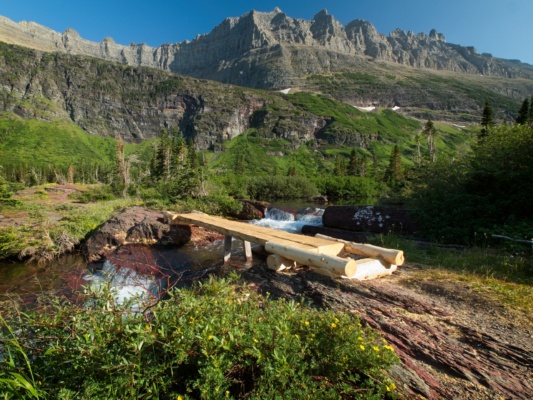 A brand-spanking-new bridge over the Helen Lake outlet glacier national park