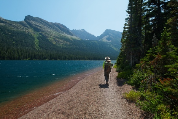 One of my favorite sections of trail so far: a walk along the red pebble beach! glacier national park