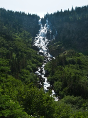 Another view of Paiota Falls from further down the trail glacier national park