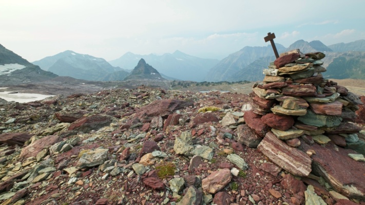 The path to the Sperry Glacier is marked by cairns every hundred meters or so glacier national park cairn