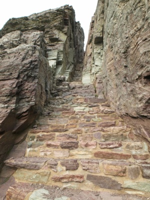So this is how I get to the top of the cliffs: a narrow, steep stairway cut directly into the rock glacier national park