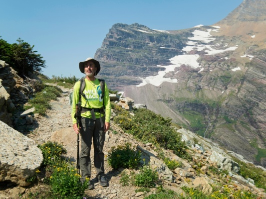Steve admires the views from the trail glacier national park gunsight pass trail
