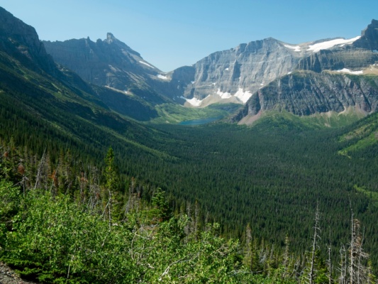 A nice aerial view of Helen Lake from the Ptarmigan Trail glacier national park helen lake