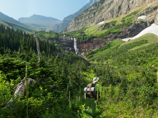 Although this trail doesn't lead toward a big lake or a glacier, it does have an incredible waterfall! glacier national park