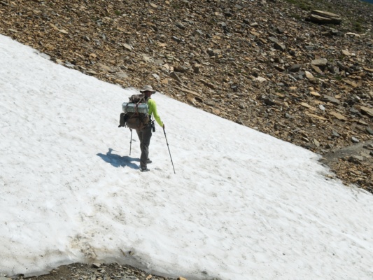 This snowfield has somehow survived out here in the glaring sun glacier national park snow