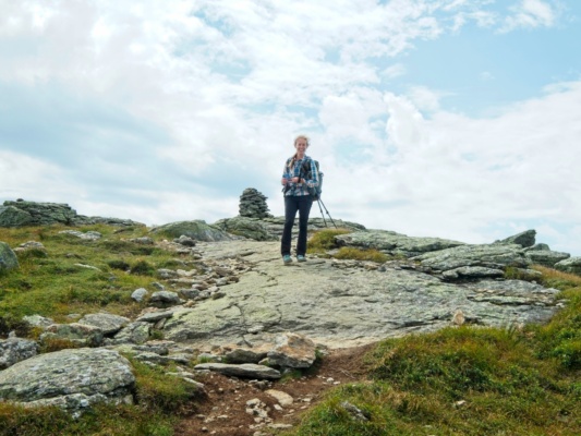 We walk down some large slabs on this section of the trail pemi loop