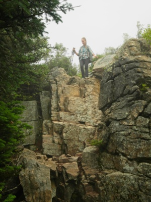 A particularly steep descent coming down from the Bondcliffs requires both hands and feet pemi loop