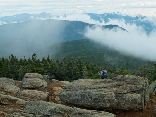 The clouds clear for just long enough to grant us a bit of a view pemi loop