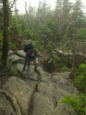 Parts of the trail are more like small climbs than walking; the slippery rocks make navigating these steeper sections difficult pemi loop