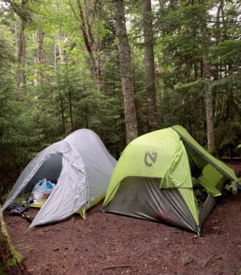There's no need for a panorama at this campsite; it's a tight fit! Photo credit: Diane pemi loop campsite