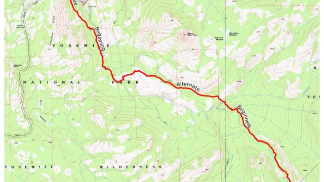 The route begins at Glacier Point and heads up the Illilouette trail
