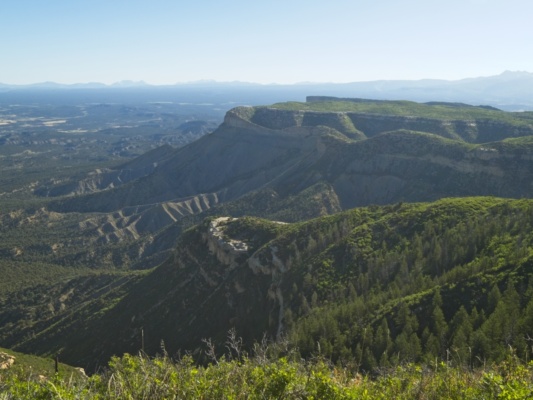 A view from the winding road up to Mesa Verde