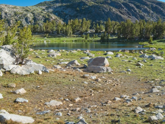 One of several lakes below Mount Conness sierra high route lake