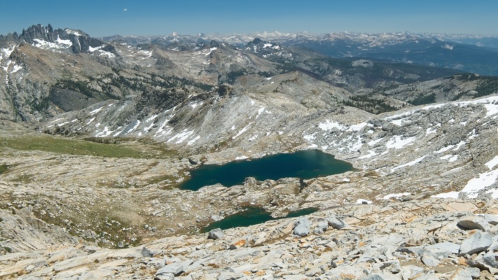 Blue Lake, seen from the pass sierra high route blue lake