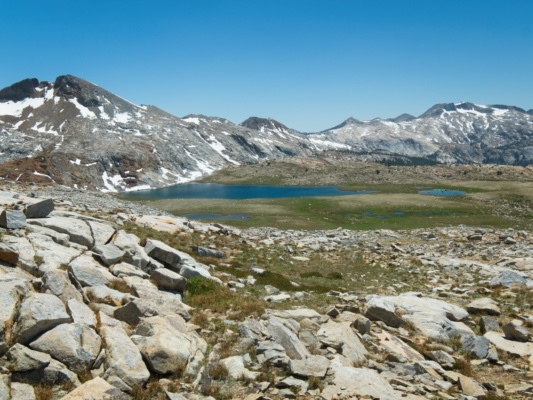 A beautiful string of lakes in the distance... there are so many places to explore out here! sierra high route harriet lake
