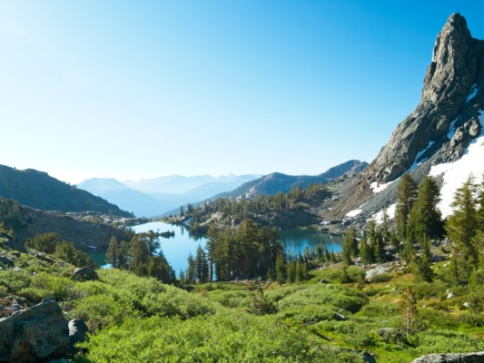 Perhaps my favorite view of Minaret Lake, looking back at the water from the pass to Cecile Lake sierra high route minaret lake