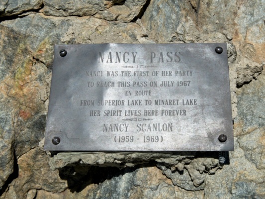 In case you were wondering where the name of the pass comes from... sierra high route nancy pass