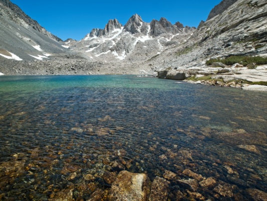 Looking back at the Shepherd Crest from the foot of Shepherd Lake; I'm glad to be down from the pass! sierra high route shepherd lake