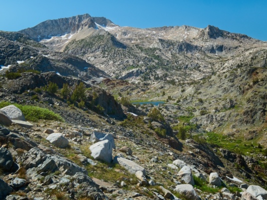 The landmark at the end of the ridge-traverse: Spuller Lake! Now I just have to figure out how to get down there... sierra high route spuller lake