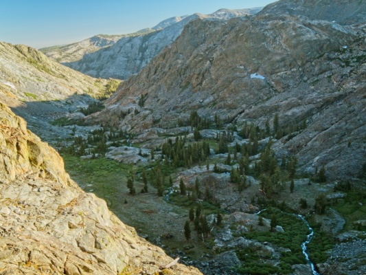The valley below my campsite is quite picturesque! sierra high route san joaquin headwaters