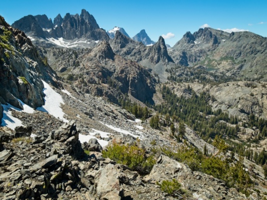 The view from the top of Nancy Pass promises difficult hiking ahead... sierra high route volcanic ridge