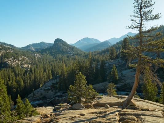 The view north from the PCT near Glen Aulin is pretty spectacular! pacific crest trail yosemite mountains