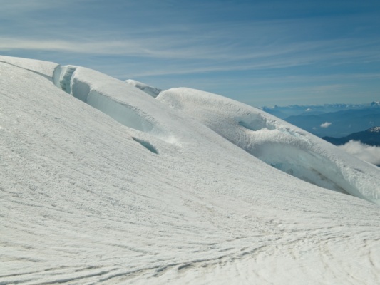 Our path winds through and around crevasses on the Easton Glacier mount baker easton glacier