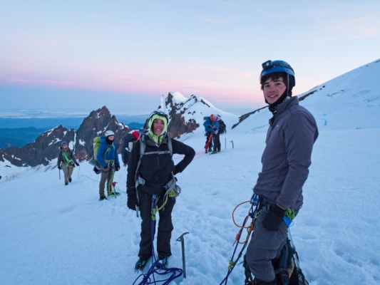 We're pretty high up the mountain at dawn! mount baker easton glacier