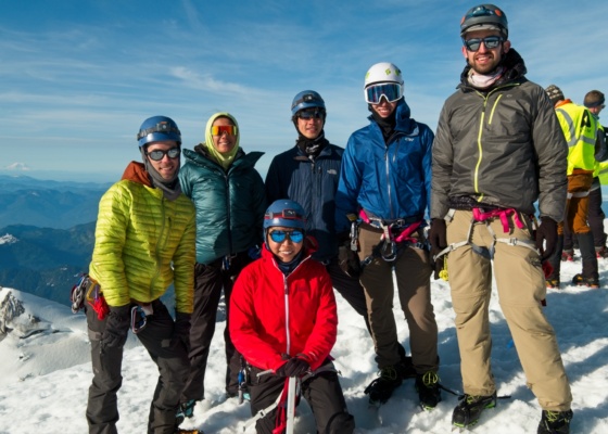 Myself, Kim, Jae, Josh, Michael, and Ethan; our entire group on the summit mount baker summit