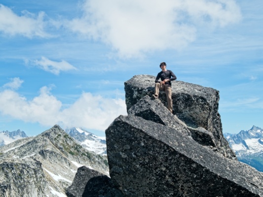 We all took turns climbing up and posing on these rocks hidden lake hike