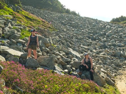 Katie and Kirsten just below Cascade Pass cascade pass sahale glacier