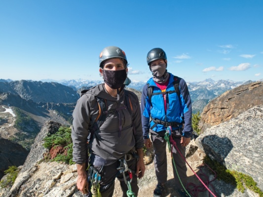 The Matts pose at the base of the third pitch beckey route liberty bell