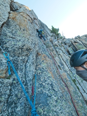 Elias leads the way up the second pitch of the Beckey Route beckey route liberty bell