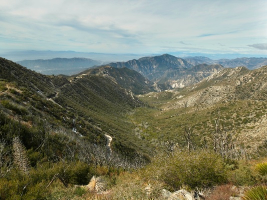 An expansive view of Bear Canyon, the Mount Lowe Road, Brown Mountain, and Mount Lukens san gabriel mountains bear canyon