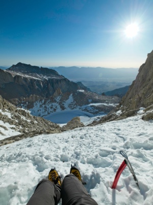 We've climbed quite a ways from the lake! mount whitney mountaineers route iceberg lake