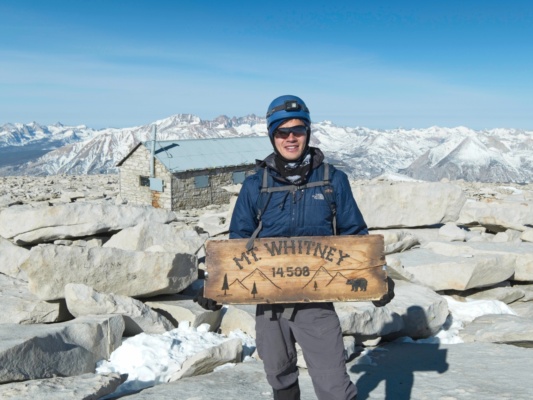 Josh with the summit sign mount whitney summit