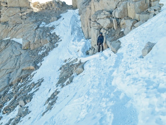We follow an easier path on our descent from the summit to the notch mount whitney mountaineers route traverse