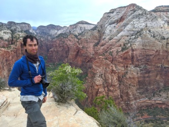 Yours truly atop Angels Landing; photo credit: Sam
