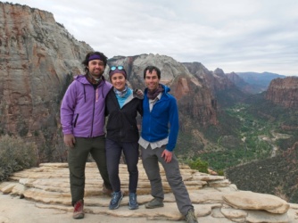 Sam, Kim, and me at the top of Angels Landing zion national park angels landing