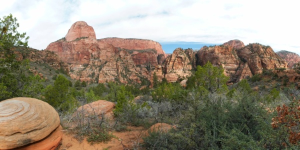 We stop for a snack break at the top of the switchbacks and admire the panoramic view zion national park kolob canyons