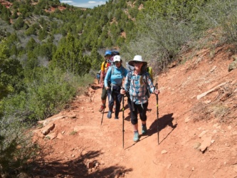 Diane, Kim, and Sam descending the La Verkin Creek Trail zion national park kolob canyons