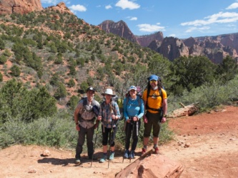 Myself, Diane, Kim, and Sam at the Lee Pass Trailhead zion national park lee pass trailhead