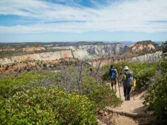 We're treated to more incredible views as we descent toward our campsite zion national park west rim