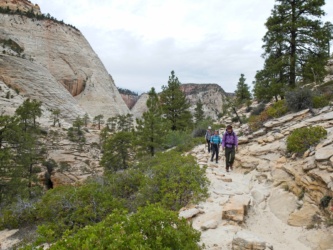 Sam, Kim, and Diane descending the West Rim Trail zion national park west rim trail