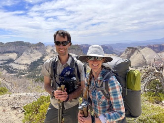 Kim snaps a photo of Diane and I in front of one of the epic vistas
