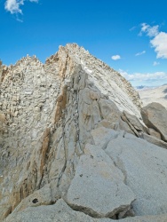 A scary view of the east ridge; I stay to the right and avoid walking next to the dropoff whenever possible mount russell east ridge