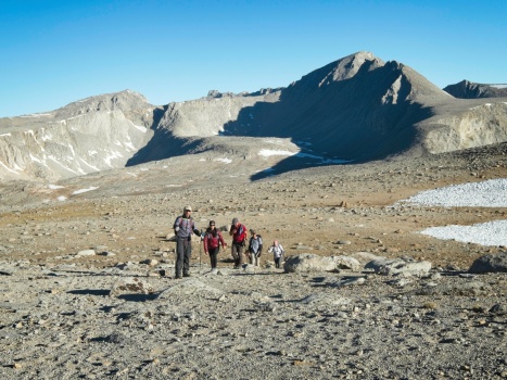 Our trek to Mount Williamson begins with us trudging through the gravel above our camp sierra nevada mountains